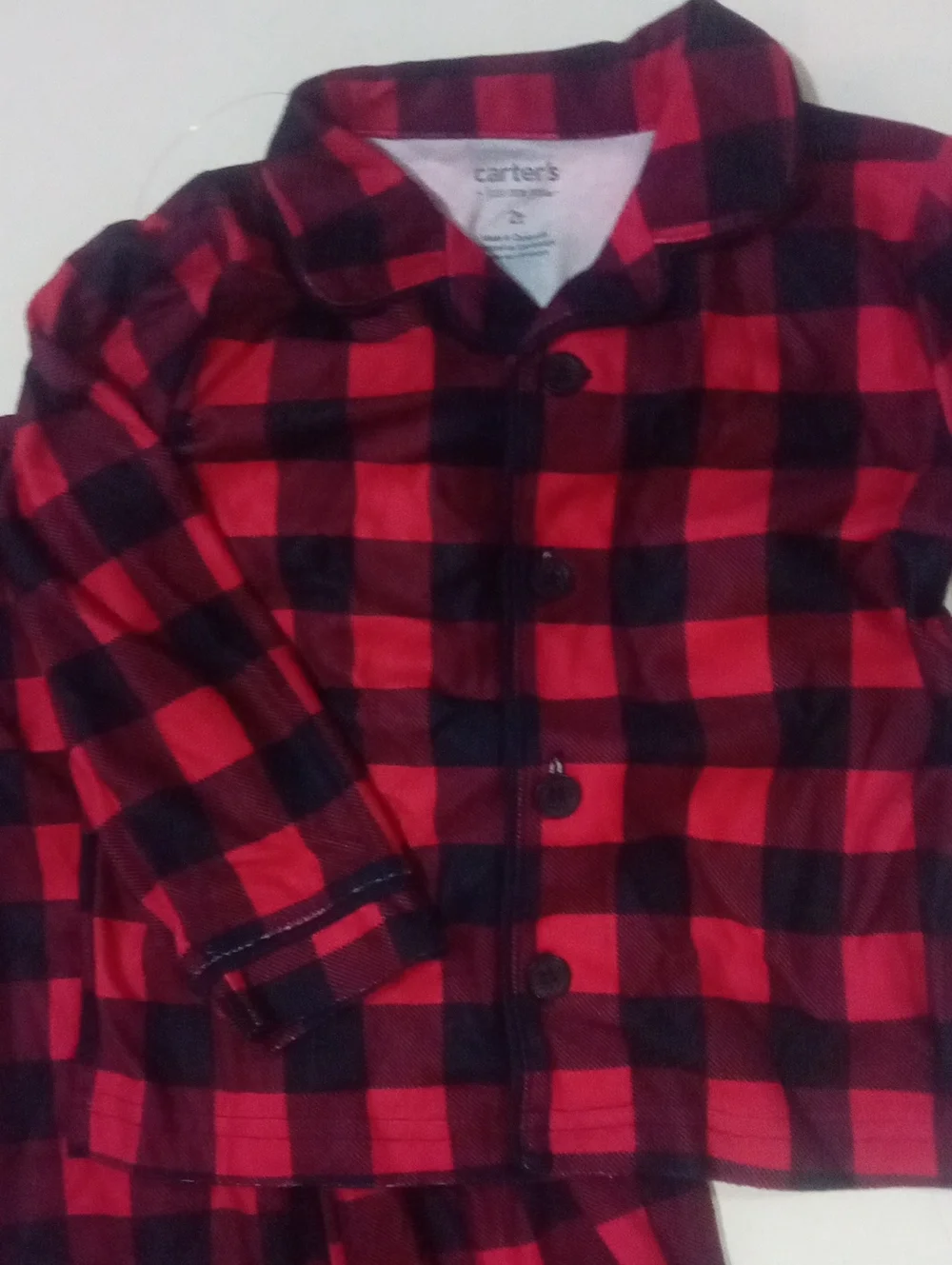 Carter's Red and Black Plaid Two-Piece Kids Pajama Set 2T NWT